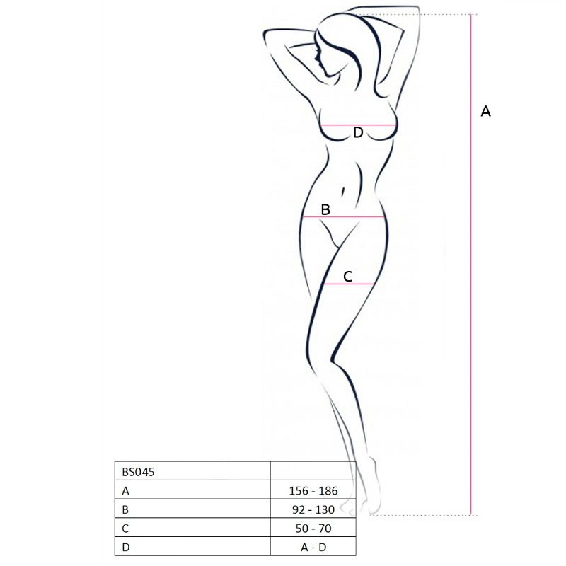 PASSION - WOMAN BS045 BODYSTOCKING BLANCO TALLA ÚNICA