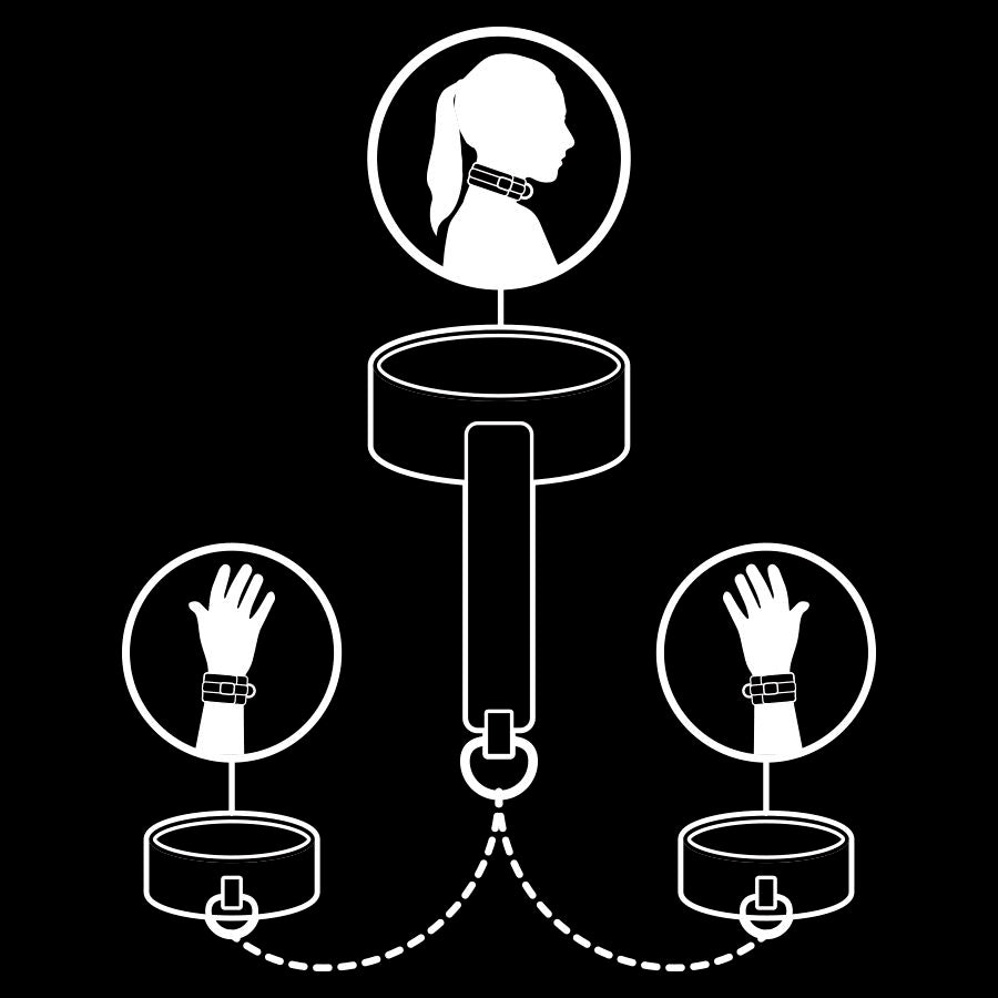 Collar y Esposas de Cuero Vegano con Forro de Nopreno - FETISH SUBMISSIVE