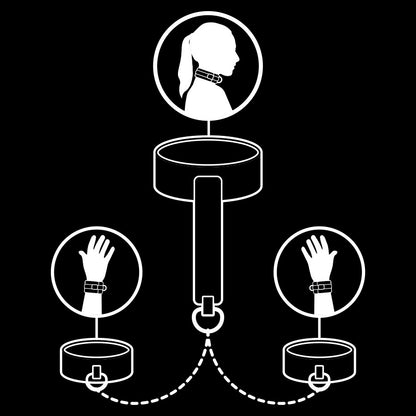 Collar y Esposas de Cuero Vegano con Forro de Nopreno - FETISH SUBMISSIVE