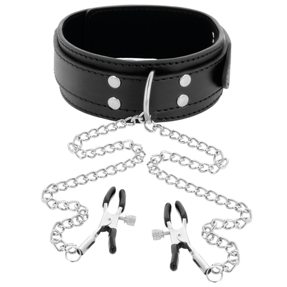 Collar con Pinzas para Pezones Color Negro - Darkness Sensualidad y Estilo