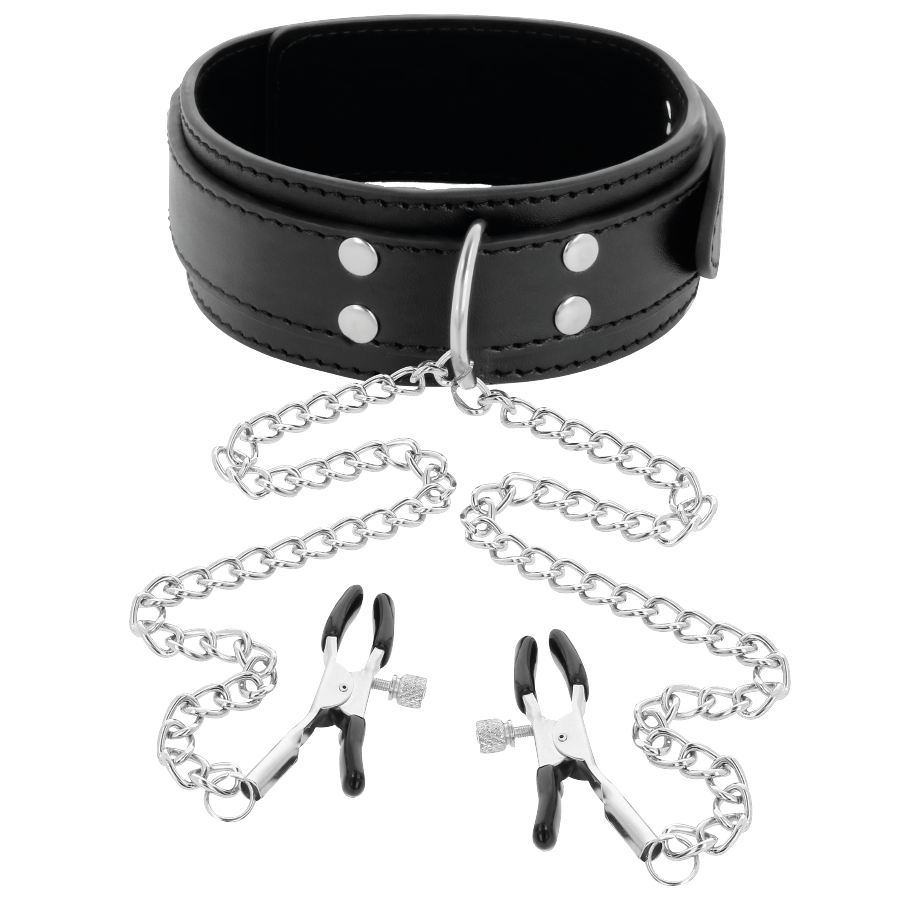 Collar con Pinzas para Pezones Color Negro - Darkness Sensualidad y Estilo