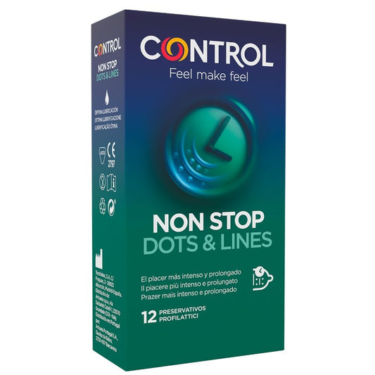 Preservativos Control Nonstop con Puntos y Estrías - Caja de 12 Unidades