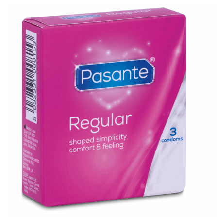 Condones Pasante Regular: Sensación Natural, Forma Cónica y Sin Ingredientes de Origen Animal - Paquete de 3 Unidades