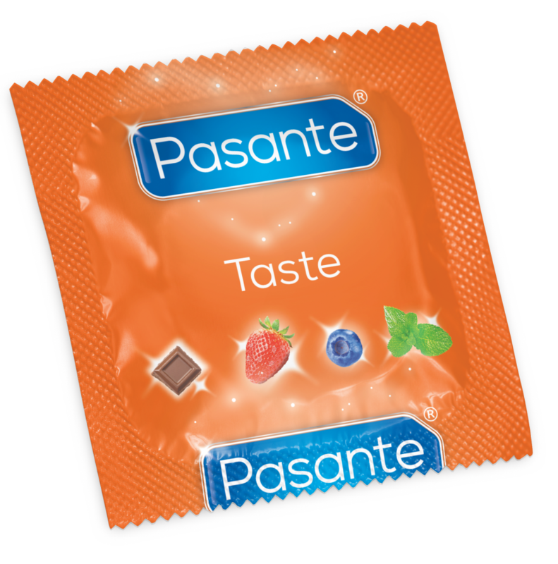 Condones Pasante Taste: 12 Piezas de Diversión de Sabores (Menta, Fresa, Chocolate y Arándano) - Veganos y CE Marcados