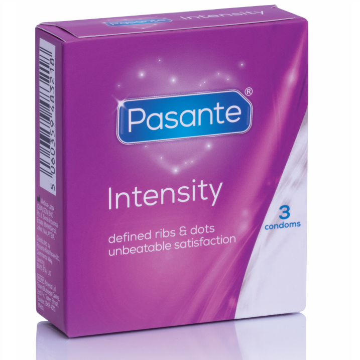 Condones Pasante Ribs & Dots Intensity - Textura Intensa con Nervaduras y Puntos (Paquete de 3)