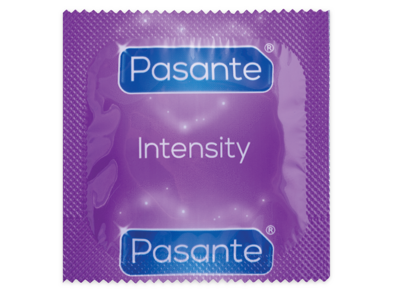 Condones Pasante Intensity con Puntos y Estrías - Paquete de 12 Unidades