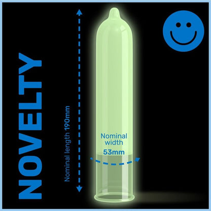 Condones Pasante Glow: Brilla en la Oscuridad – Paquete de 12, Sin Ingredientes de Origen Animal, Seguro y Confiable