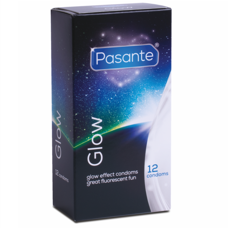 Condones Pasante Glow: Brilla en la Oscuridad – Paquete de 12, Sin Ingredientes de Origen Animal, Seguro y Confiable