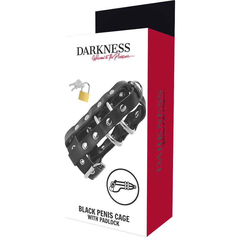 Jaula de Castidad de Cuero con Candado DARKNESS