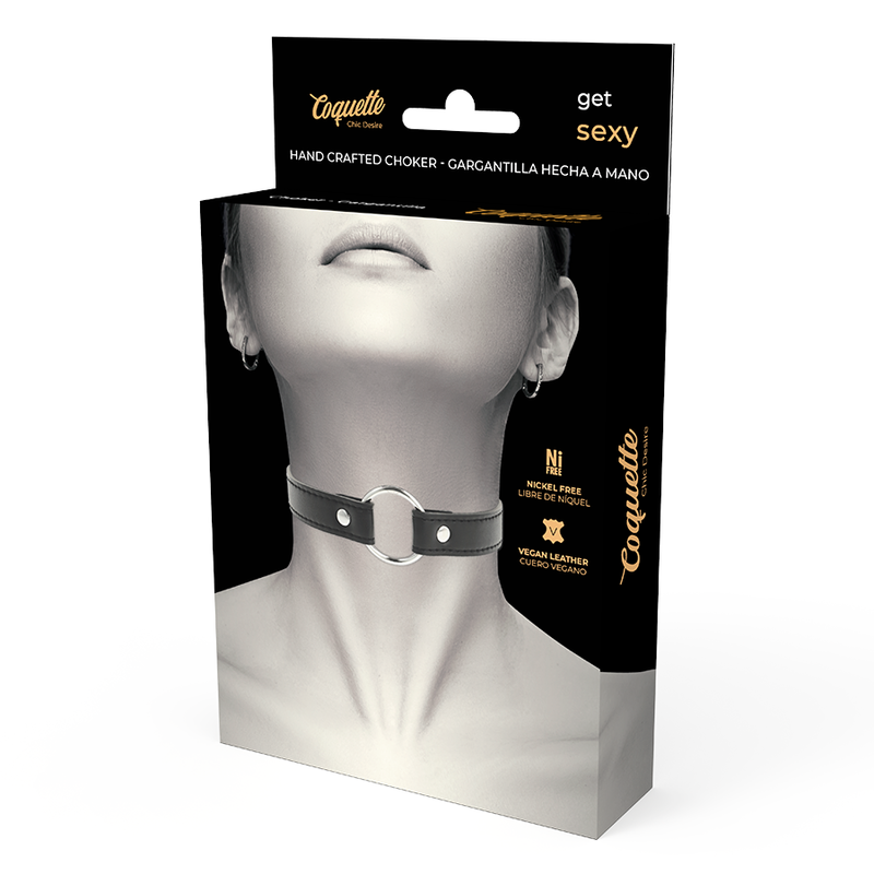 Collar Fetiche Ajustable de Cuero Vegano Coquette Chic Desire - Elegancia y Confort para la Mujer Moderna