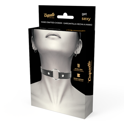 Collar Fetiche Ajustable de Cuero Vegano Coquette Chic Desire - Elegancia y Confort para la Mujer Moderna