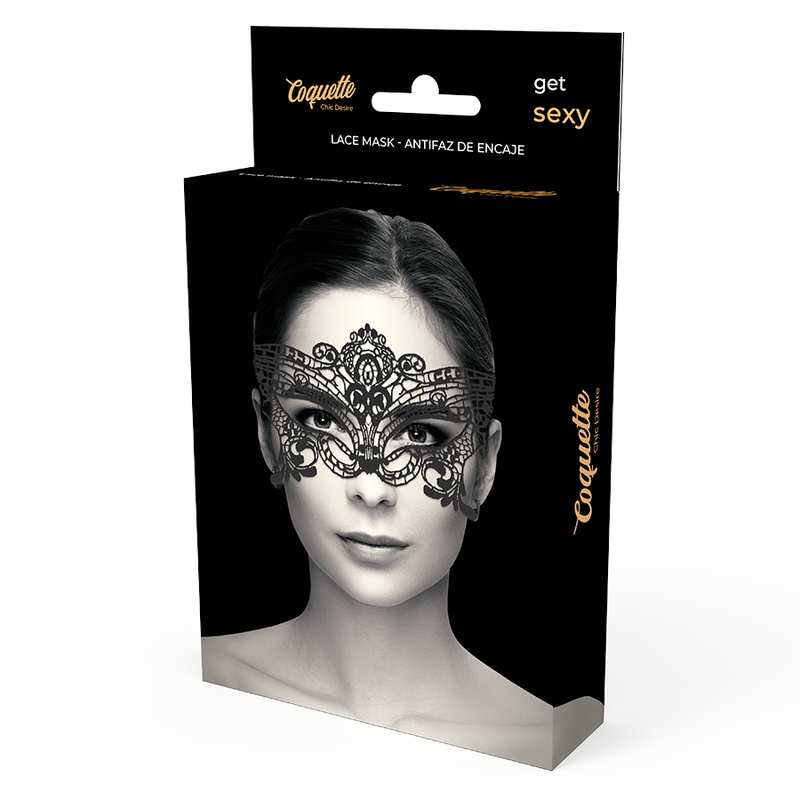 Antifaz de Encaje Negro Ancho Coquette Chic Desire para Fiesta o Seducción
