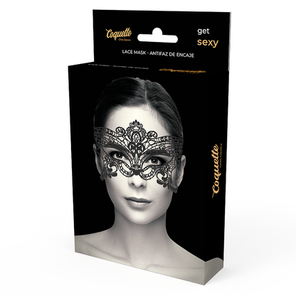 Antifaz de Encaje Negro Ancho Coquette Chic Desire para Fiesta o Seducción