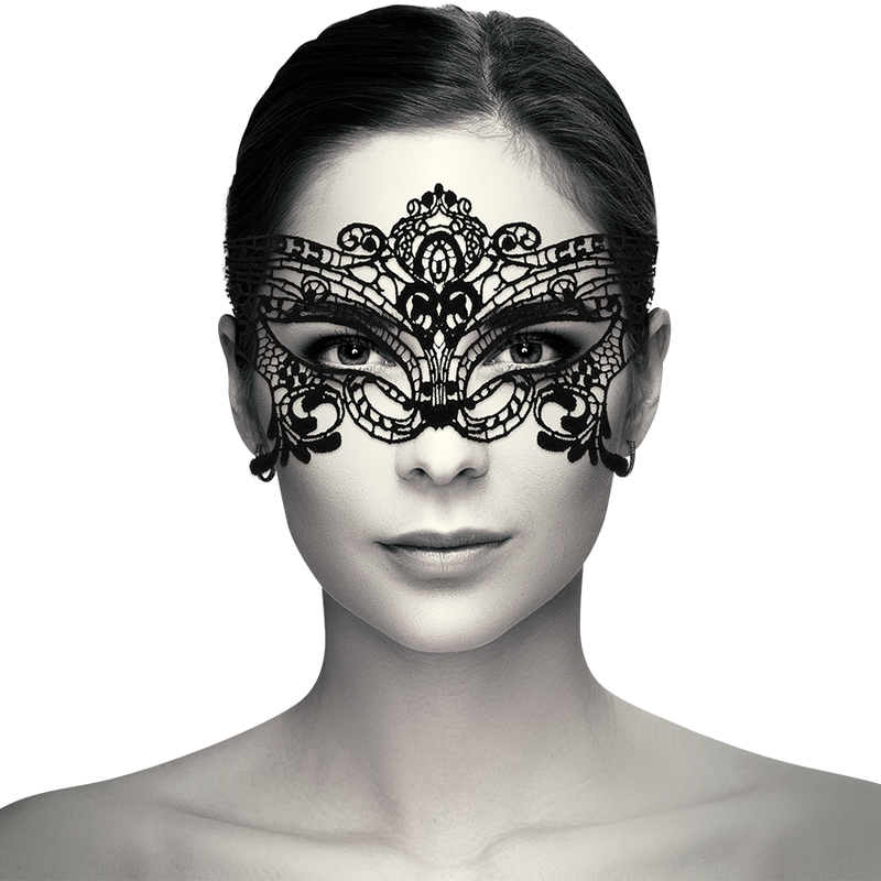 Antifaz de Encaje Negro Ancho Coquette Chic Desire para Fiesta o Seducción