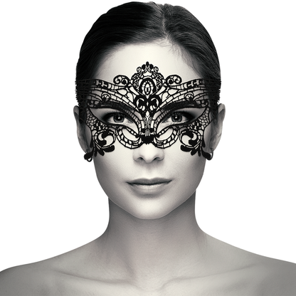 Antifaz de Encaje Negro Ancho Coquette Chic Desire para Fiesta o Seducción