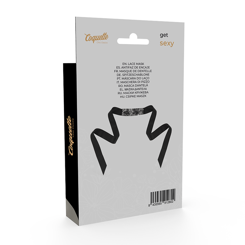 Antifaz de Encaje Negro con Cinta - Coquette Chic Desire