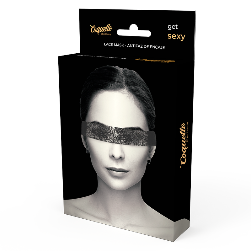 Antifaz de Encaje Negro con Cinta - Coquette Chic Desire