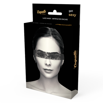 Antifaz de Encaje Negro con Cinta - Coquette Chic Desire
