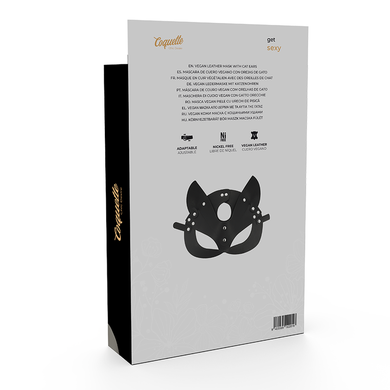 Máscara con Orejas de Gato en Cuero Vegano - Coquette Chic Desire