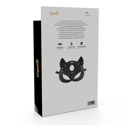 Máscara con Orejas de Gato en Cuero Vegano - Coquette Chic Desire