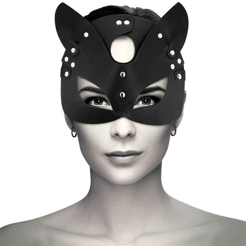 Máscara con Orejas de Gato en Cuero Vegano - Coquette Chic Desire