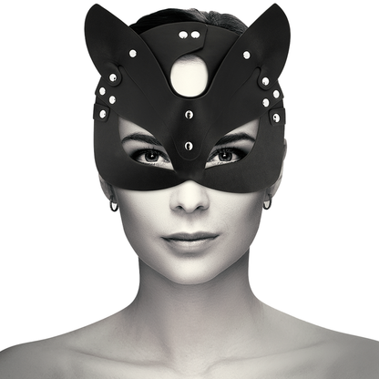 Máscara con Orejas de Gato en Cuero Vegano - Coquette Chic Desire