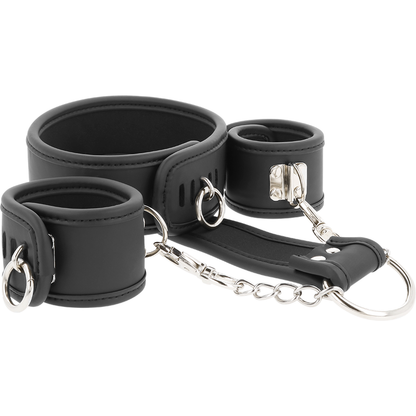 Collar y Esposas de Cuero Vegano con Forro de Nopreno - FETISH SUBMISSIVE