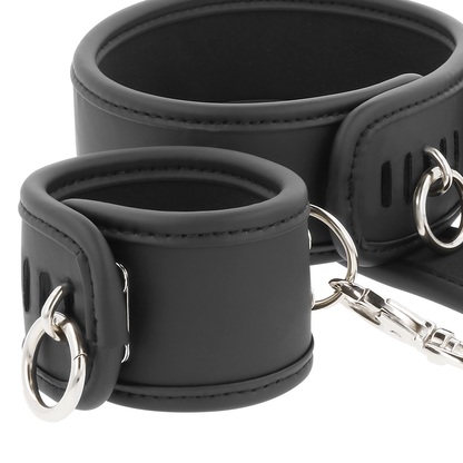 Collar y Esposas de Cuero Vegano con Forro de Nopreno - FETISH SUBMISSIVE
