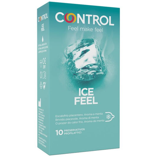 Preservativos Control Ice Feel - Sensación Refrescante de Menta con Lubricación Extra, 10 Unidades