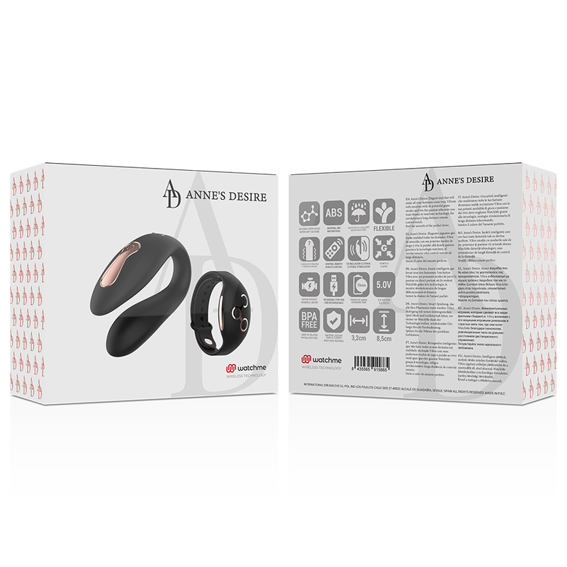 Anne's Desire - Estimulador Dual con Tecnología Watchme en Negro y Dorado