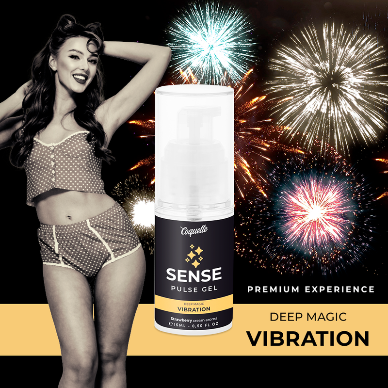 Descubre COQUETTE CHIC DESIRE SENSE PULSE GEL: El vibrador líquido unisex con efecto de calentamiento, pulsación y vibración hasta 30 minutos, apto para veganos y 100% natural.