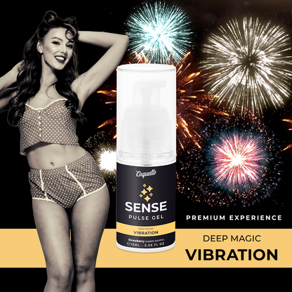 Descubre COQUETTE CHIC DESIRE SENSE PULSE GEL: El vibrador líquido unisex con efecto de calentamiento, pulsación y vibración hasta 30 minutos, apto para veganos y 100% natural.
