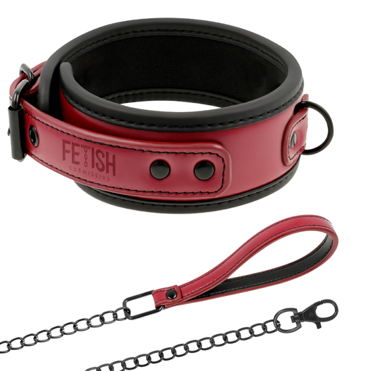 Collar con Cadena y Forro de Neopreno para Juegos de Sumisión - Fetish Submissive Dark Room