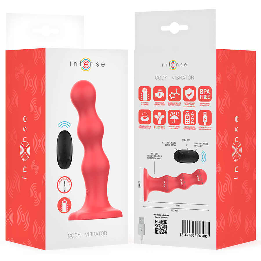 INTENSE - CODY VIBRADOR CON VENTOSA ROJO CONTROL REMOTO - Lover Dreams