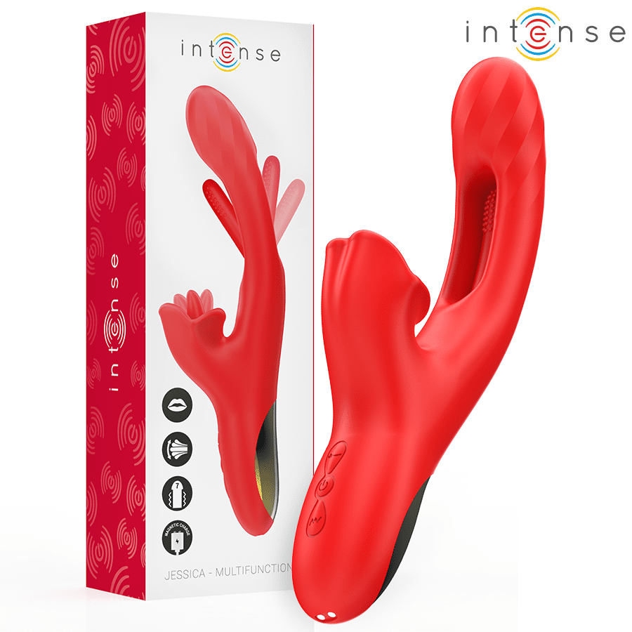 INTENSE - JESSICA VIBRADOR MULTIFUNCIÓN ESTIMULACIÓN CLÍTORIS 24.8 CM ROJO - Lover Dreams