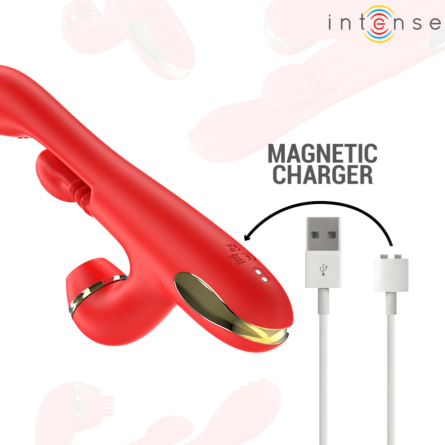 INTENSE - KATY ESTIMULADOR CLÍTORIS MULTIFUNCIÓN 4 CABEZALES INTERCAMBIABLES ROJO - Lover Dreams