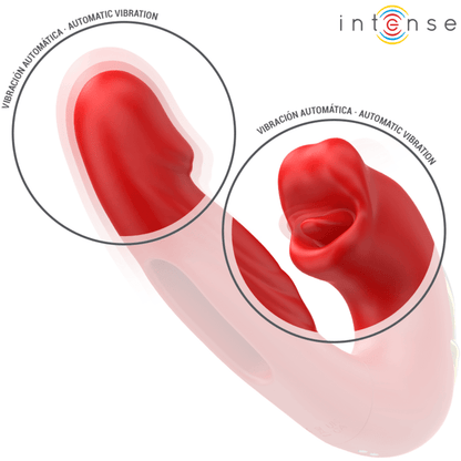 INTENSE - NATHY VIBRADOR DOBLE CON BOCA ESTIMULADORA MULTIFUNCIÓN ROJO - Lover Dreams
