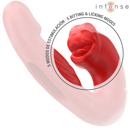 INTENSE - NATHY VIBRADOR DOBLE CON BOCA ESTIMULADORA MULTIFUNCIÓN ROJO - Lover Dreams