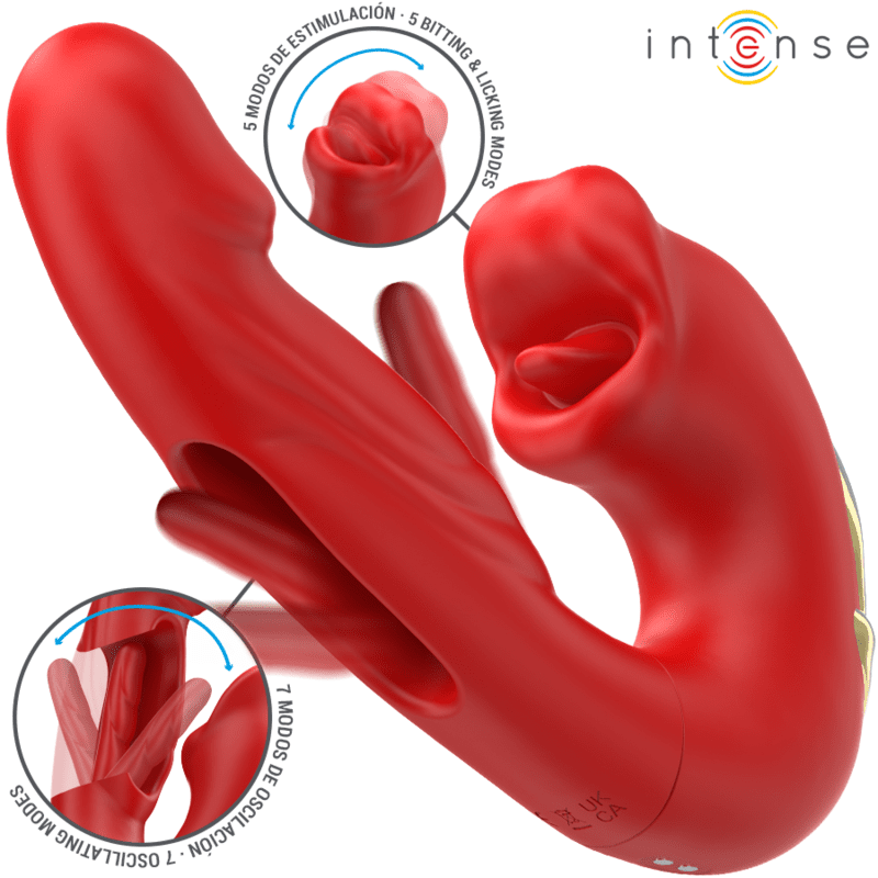 INTENSE - NATHY VIBRADOR DOBLE CON BOCA ESTIMULADORA MULTIFUNCIÓN ROJO - Lover Dreams