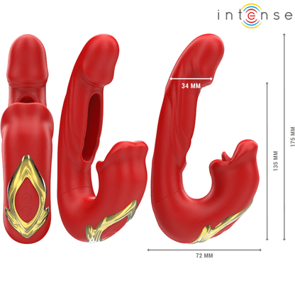 INTENSE - NATHY VIBRADOR DOBLE CON BOCA ESTIMULADORA MULTIFUNCIÓN ROJO - Lover Dreams