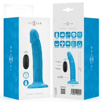 INTENSE - PHOEBE VIBRADOR REALÍSTICO 10 VIBRACIONES AZUL CONTROL REMOTO - Lover Dreams
