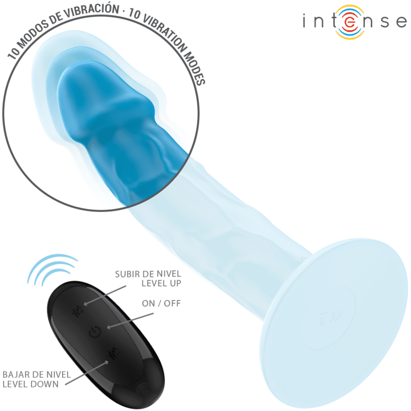 INTENSE - PHOEBE VIBRADOR REALÍSTICO 10 VIBRACIONES AZUL CONTROL REMOTO - Lover Dreams