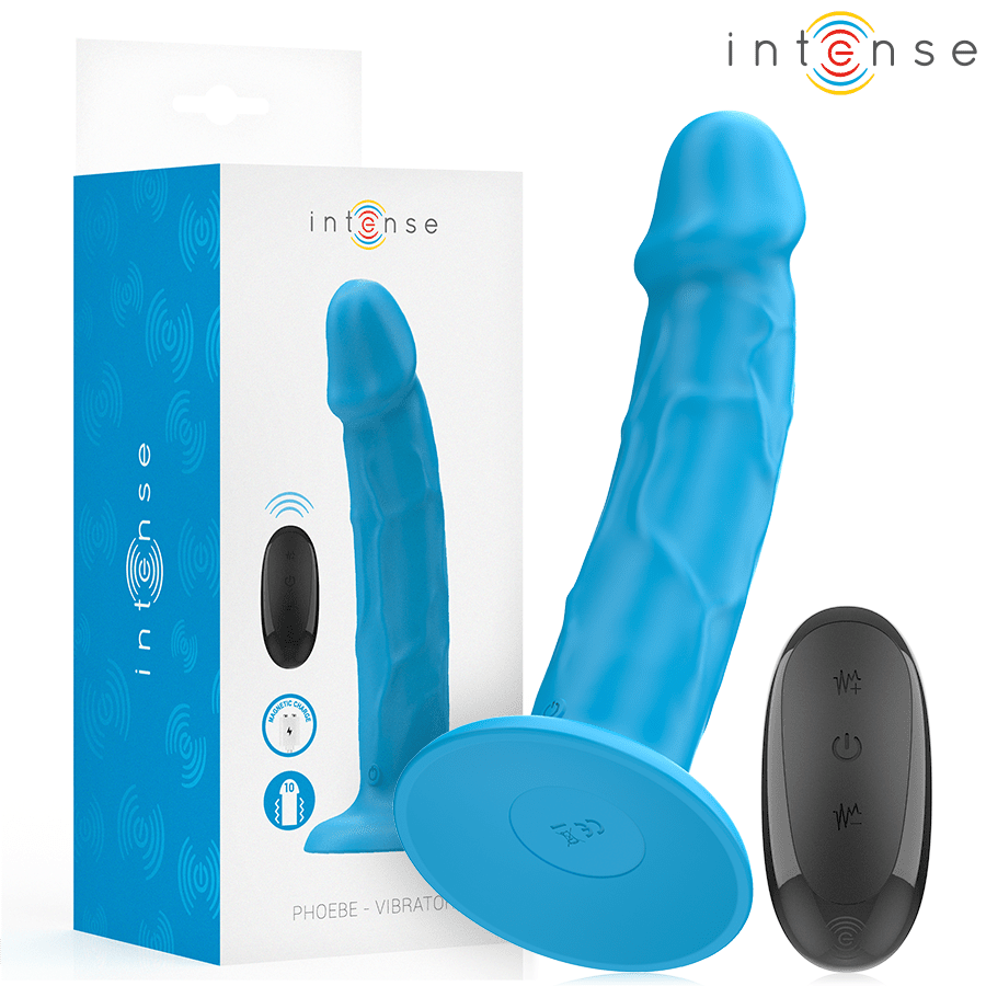 INTENSE - PHOEBE VIBRADOR REALÍSTICO 10 VIBRACIONES AZUL CONTROL REMOTO - Lover Dreams