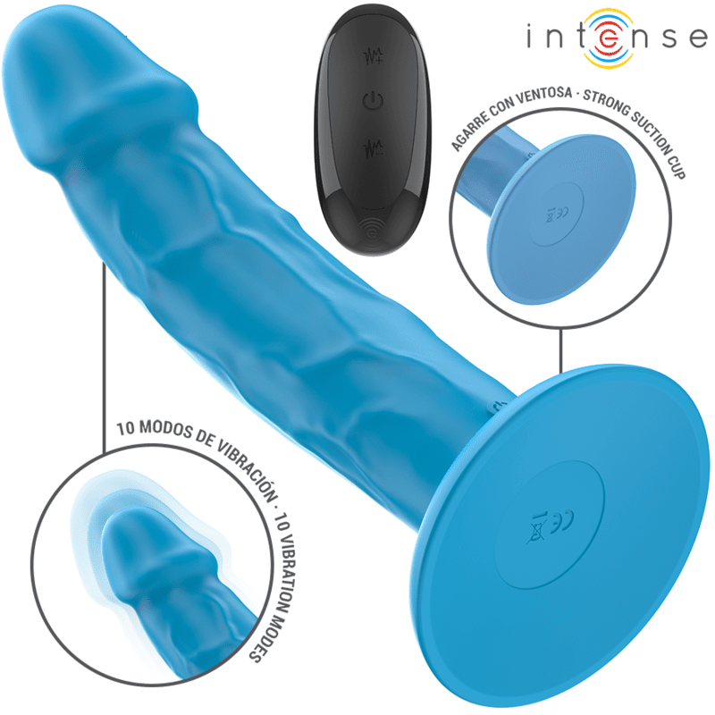 INTENSE - PHOEBE VIBRADOR REALÍSTICO 10 VIBRACIONES AZUL CONTROL REMOTO - Lover Dreams