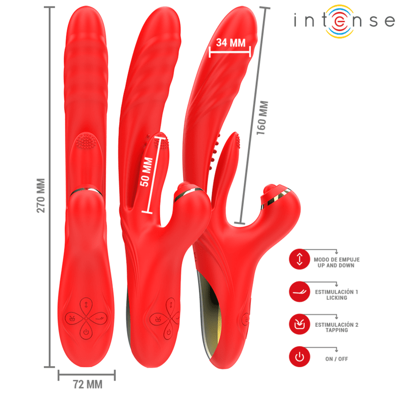 INTENSE - ROSALIA VIBRADOR MULTIFUNCIÓN 3 EN 1 ROJO - Lover Dreams