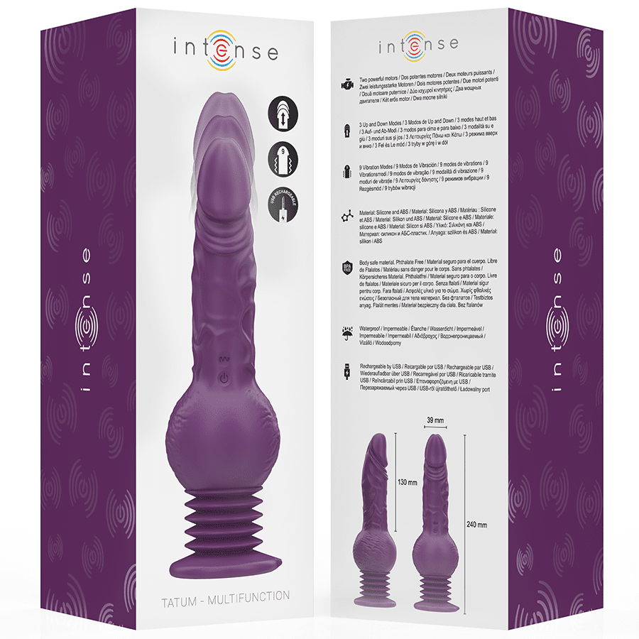 INTENSE - TATUM VIBRADOR MULTIFUNCIÓN CON VIBRACIÓN UP AND DOWN 24 CM MORADO - Lover Dreams
