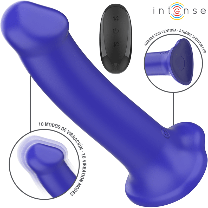 INTENSE - VICTORIA VIBRADOR CON VENTOSA 10 VIBRACIONES AZUL OSCURO CONTROL REMOTO - Lover Dreams