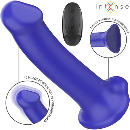 INTENSE - VICTORIA VIBRADOR CON VENTOSA 10 VIBRACIONES AZUL OSCURO CONTROL REMOTO - Lover Dreams