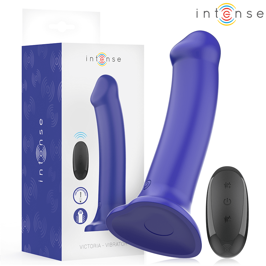 INTENSE - VICTORIA VIBRADOR CON VENTOSA 10 VIBRACIONES AZUL OSCURO CONTROL REMOTO - Lover Dreams