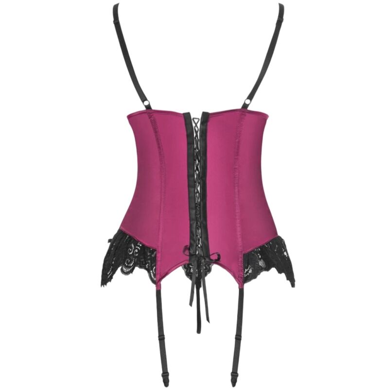 LIVCO CORSETTI FASHION - AGRAFENA CF 90436 CORSET + TANGA BURDEOS L/XL - Lover Dreams